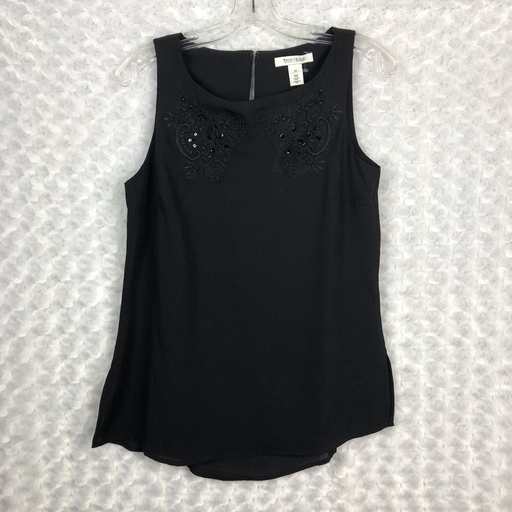 🌴WHBM Black Sheer Sleeveless Blouse Shimmer